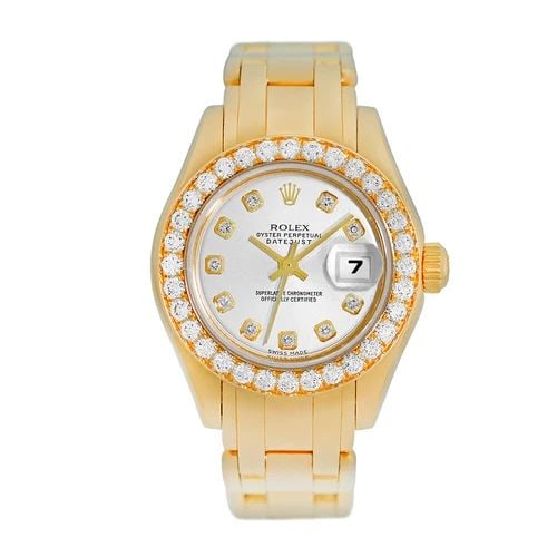 ROLEX 18K YELLOW GOLD 29MM MASTERPIECE 80298 DIAMONDS BOX WARRANTY MINTY: ROLEX 18K YELLOW GOLD 29MM MASTERPIECE 80298 DIAMONDS BOX WARRANTY MINTY ROLEX 18K Yellow Gold Masterpiece 80298 Factory Diamonds Box MINTY Pre-Owned Lady's 18K Yellow Gold 29mm Rolex Diamond "Masterp