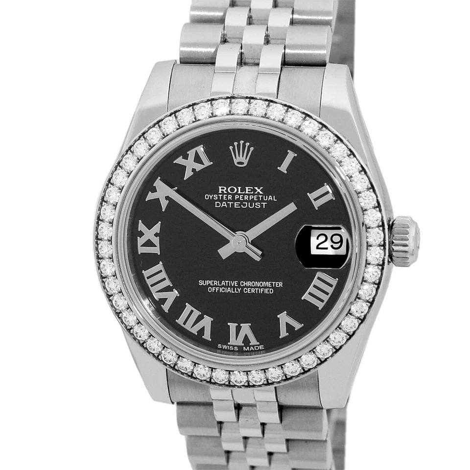 ROLEX STAINLESS STEEL DATEJUST 31MM FACTORY DIAMOND BEZEL 178384 WARRANTY 2014: ROLEX STAINLESS STEEL DATEJUST 31MM FACTORY DIAMOND BEZEL 178384 WARRANTY 2014 ROLEX Stainless Steel Datejust 31mm Factory Diamond Bezel178384 box waranty Midsize 31mm Stainless Steel Rolex DIamond "D
