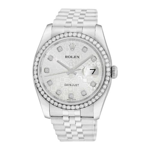 ROLEX STAINLESS STEEL 36MM DATEJUST FACTORY DIAMOND 116244 BOX WARRANTY MINTY: ROLEX Stainless Steel 36mm Datejust Factory Diamond 116244 Box Warranty MINTY Certified Pre-Owned Gent's Stainless Steel 36mm Rolex "Datejust" Item #: CT47966B BRAND Rolex Model: Datejust Reference No