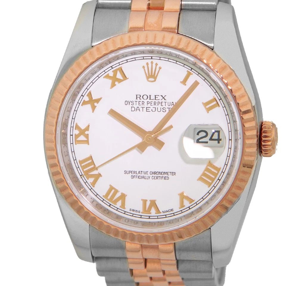 ROLEX STAINLESS STEEL & 18K ROSE GOLD 36MM DATEJUST 116231 BOX WARRANTY: ROLEX STAINLESS STEEL & 18K ROSE GOLD 36MM DATEJUST 116231 BOX WARRANTY ROLEX Stainless Steel & 18K Rose Gold 36mm Datejust 116231 box warranty Pre-Owned Gent's Stainless Steel & 18K Rose Gold 36mm Ro