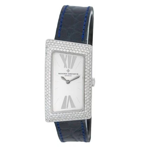 VACHERON CONSTANTIN 18K WHITE GOLD DIAMOND ASYMMETRIQUE 25515 G WARRANTY BOX: VACHERON CONSTANTIN 18K WHITE GOLD DIAMOND ASYMMETRIQUE 25515 G WARRANTY BOX Brand: Vacheron Constantin Model: Diamond Asymmetrique Reference No: 25515 G Gender: Lady’s Movement: Swiss Quartz Moveme