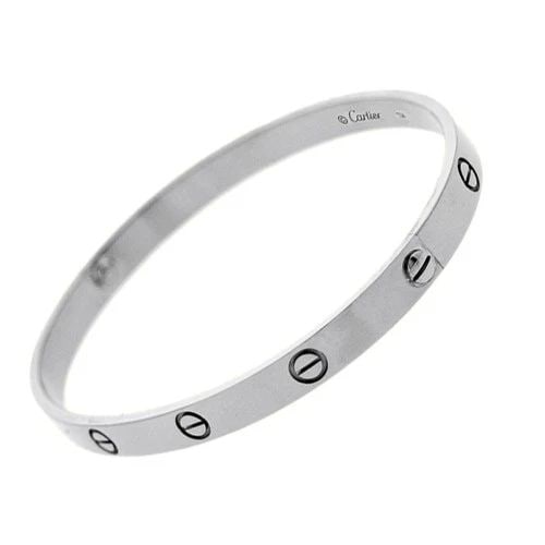 CARTIER 18K WHITE GOLD LOVE BRACELET B6081616 BOX CERTIFICATE 2025: CARTIER 18K White Gold LOVE Bracelet B6081616 Box NEW Certificate 2025 Lady's 18K White Gold Cartier "Love Bracelet" Item #: CDC35107 Material: 18K White Gold Bracelet Size: 16cm (6.3in) Width: 4.8 mm