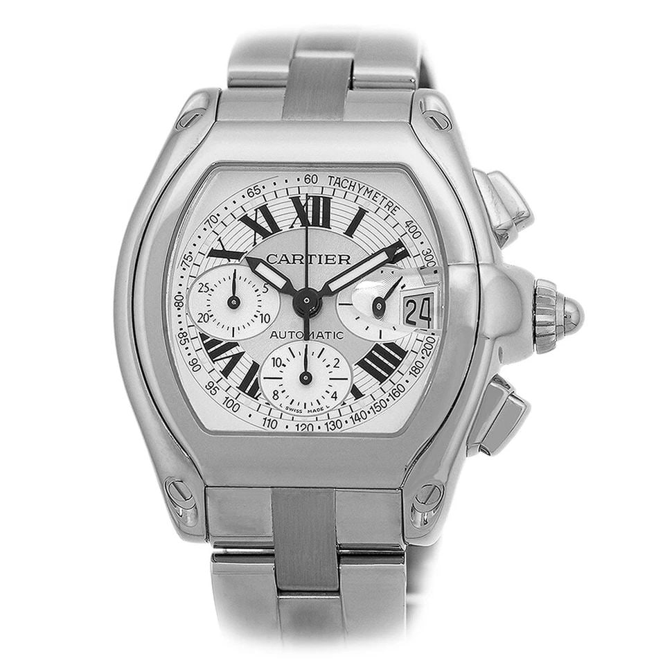 CARTIER STAINLESS STEEL LARGE ROADSTER CHRONOGRAPH W62019X6 BOX WARRANTY MINTY (1 of 2)