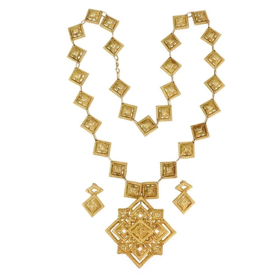 HAMMERMAN 18K GOLD FANCY EARRINGS LARGE NECKLACE PIN SET 186.3G LIQUIDATION (1 of 2)