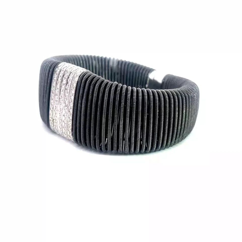 DIAMOND GOLD FLEX BRACELET 18K WHITE DARK TONE TAPERED EXPANSION BAND (1 of 2)