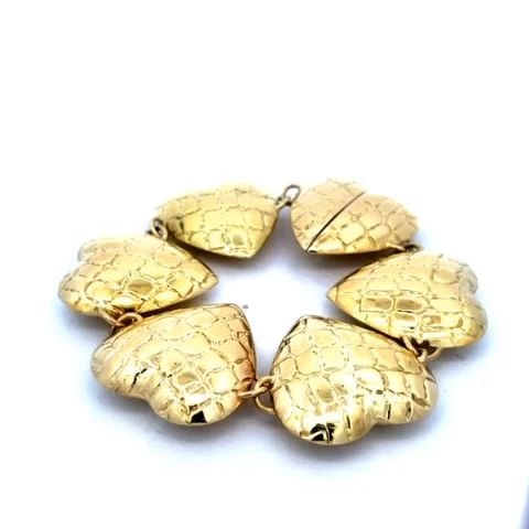 GUCCI COUTURE LARGE HEARTS BRACELET 18K GOLD BABOUSKA PUFFED LINKS VINTAGE (1 of 2)