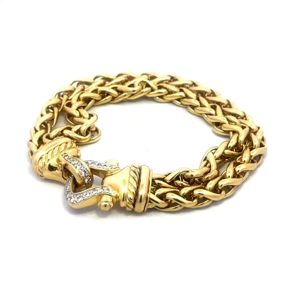 DAVID YURMAN GOLD BRACELET DIAMOND 18K YELLOW DOUBLE SPIGA CHAIN (1 of 2)