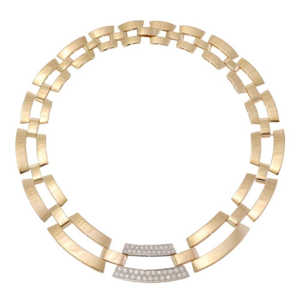 LOVELY 1CT DIAMOND 14K GOLD GRADUATED OPEN LINK COLLAR NECKLACE LIQUIDATION (1 of 2)