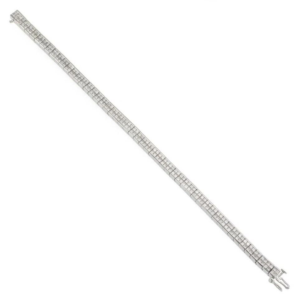 ESTATE 8CT PRINCESS CUT DIAMOND 18K GOLD 5MM TENNIS BRACELET LIQUIDATION! (1 of 2)