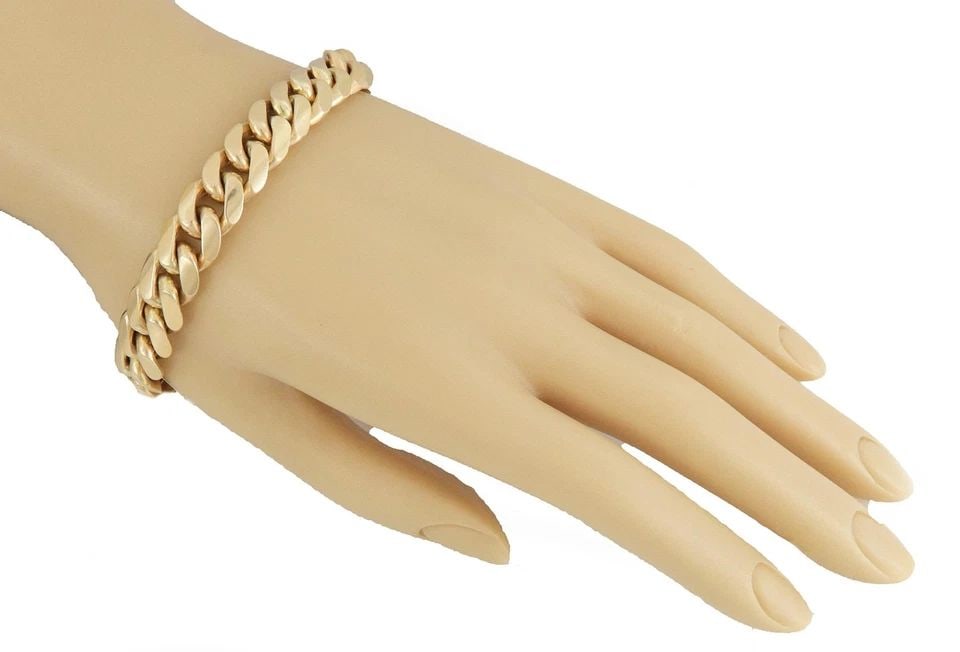 MEN'S HARMONY 14K YELLOW GOLD 12MM CURB LINK CHAIN BRACELET 92.5 GR LIQUIDATION (1 of 2)