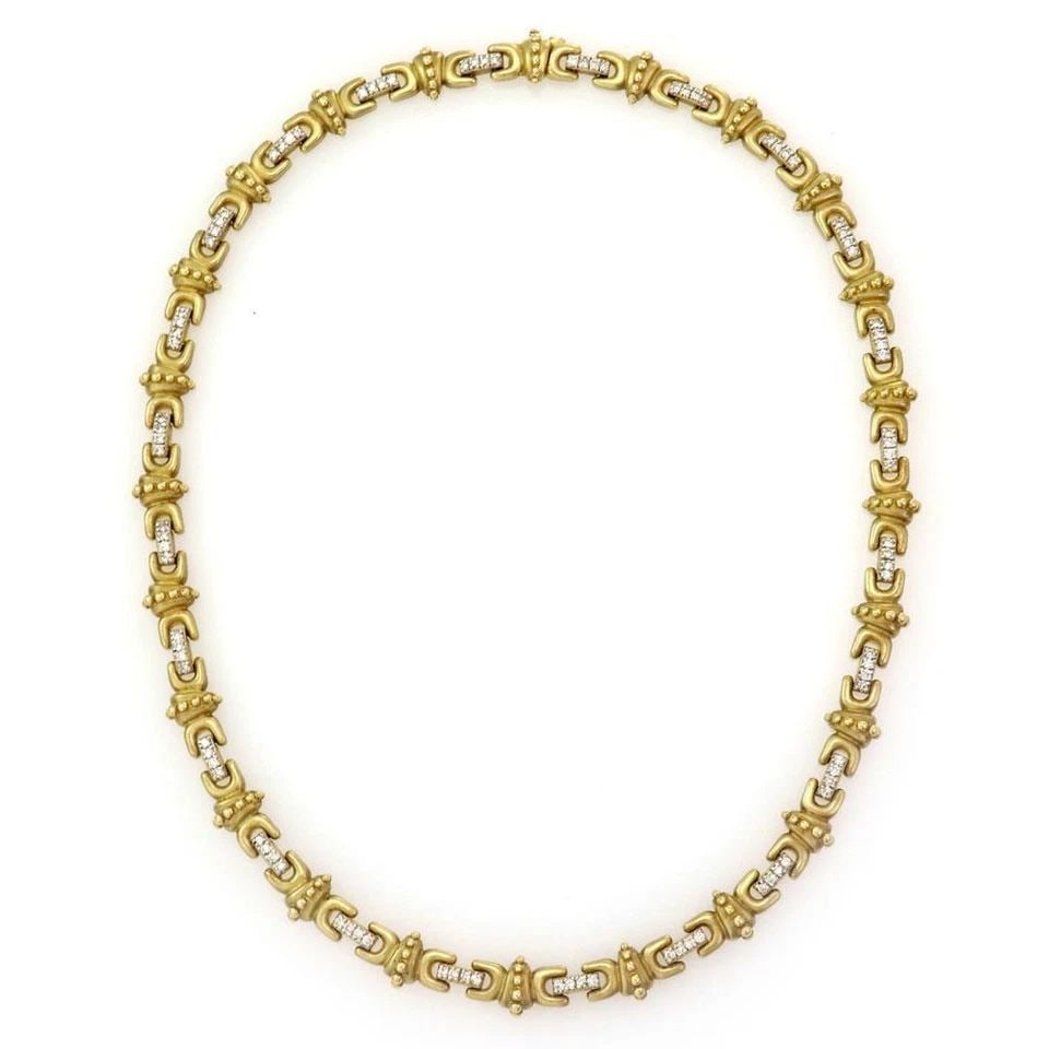 BEAUTIFUL 2.00CT DIAMOND 14K YELLOW GOLD FANCY COLLAR NECKLACE LIQUIDATION! (1 of 2)