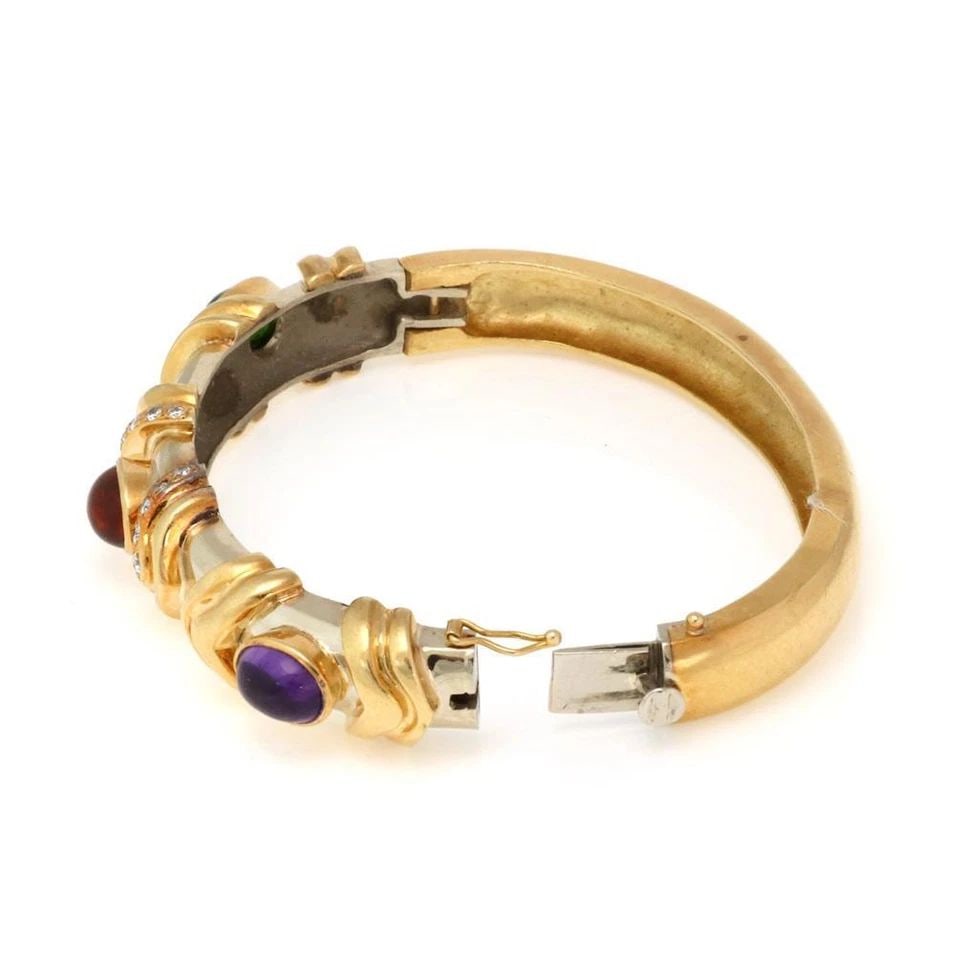 ESTATE DIAMOND & GEMS 18K YELLOW GOLD FANCY BRACELET (1 of 2)