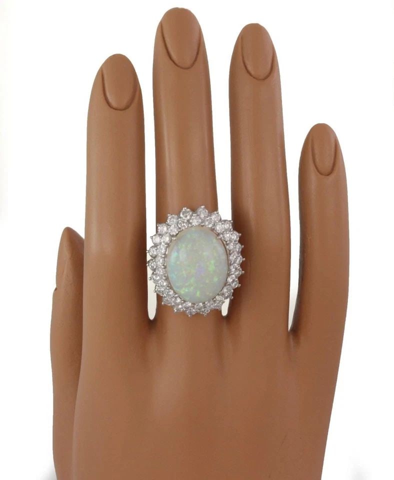 PLATINUM FIRE OPAL DIAMOND OVAL COCKTAIL RING (1 of 2)