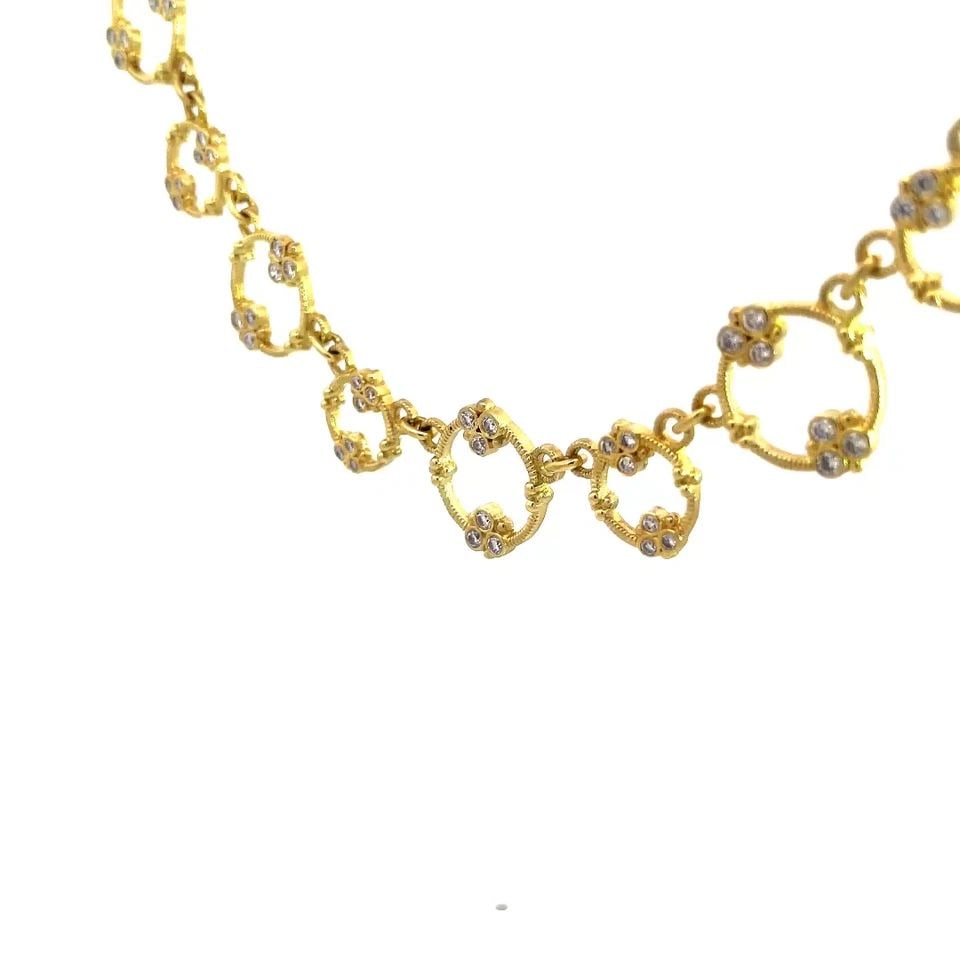 DIAMOND GOLD 18K YELLOW OPEN RING LINK COLLAR STYLE (1 of 2)