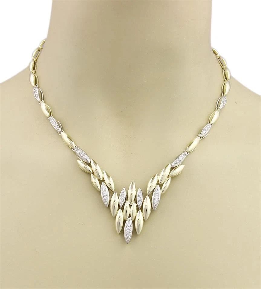 ESTATE 1.30CT DIAMOND 14K TWO TONE GOLD FANCY NECKLACE LIQUIDATION! (1 of 2)