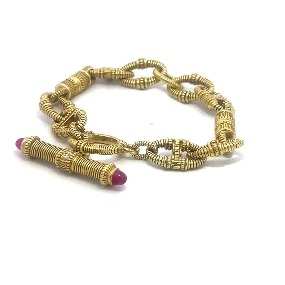 JUDITH RIPKA DIAMOND GOLD BRACELET 18K YELLOW TEXTURED DETACHABLE LINKS (1 of 2)