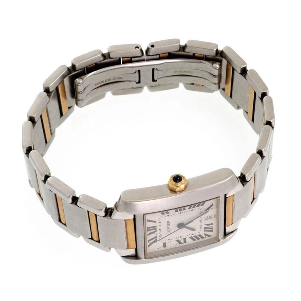CARTIER MEN'S TANK FRANCAISE AUTOMATIC DATE 18K GOLD STEEL WATCH LIQUIDATION (1 of 2)