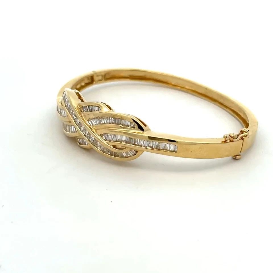 14K YELLOW GOLD BAGUETTE DIAMOND SAILOR KNOT HINGED BRACELET (1 of 2)