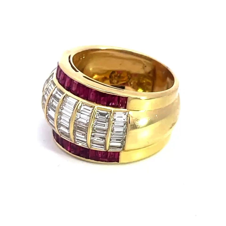 DIAMOND RUBY GOLD RING 5.50CT 18K YELLOW WIDE DOME BAND (1 of 2)