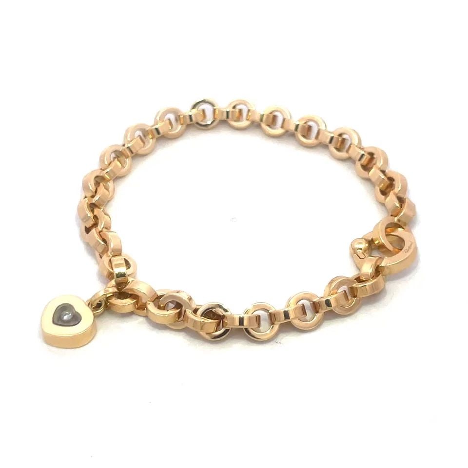 CHOPARD HAPPY DIAMOND GOLD BRACELET 18K YELLOW HEART CHARM STYLE (1 of 2)