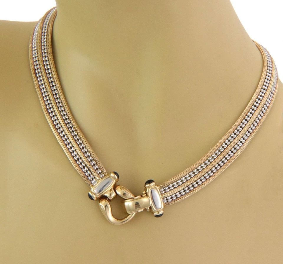ESTATE SAPPHIRE 14K FANCY BEAD WEAVE CHAIN 12MM COLLAR NECKLACE LIQUIDATION (1 of 2)