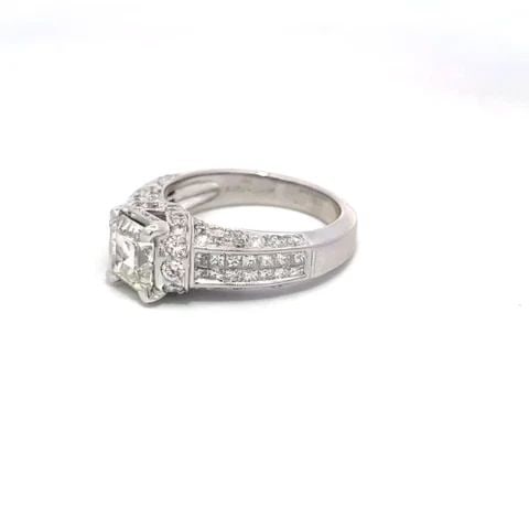 DIAMOND ASSCHER CUT RING 1.83CT 18K WHITE GOLD SOLITAIRE ENGAGEMENT (1 of 2)