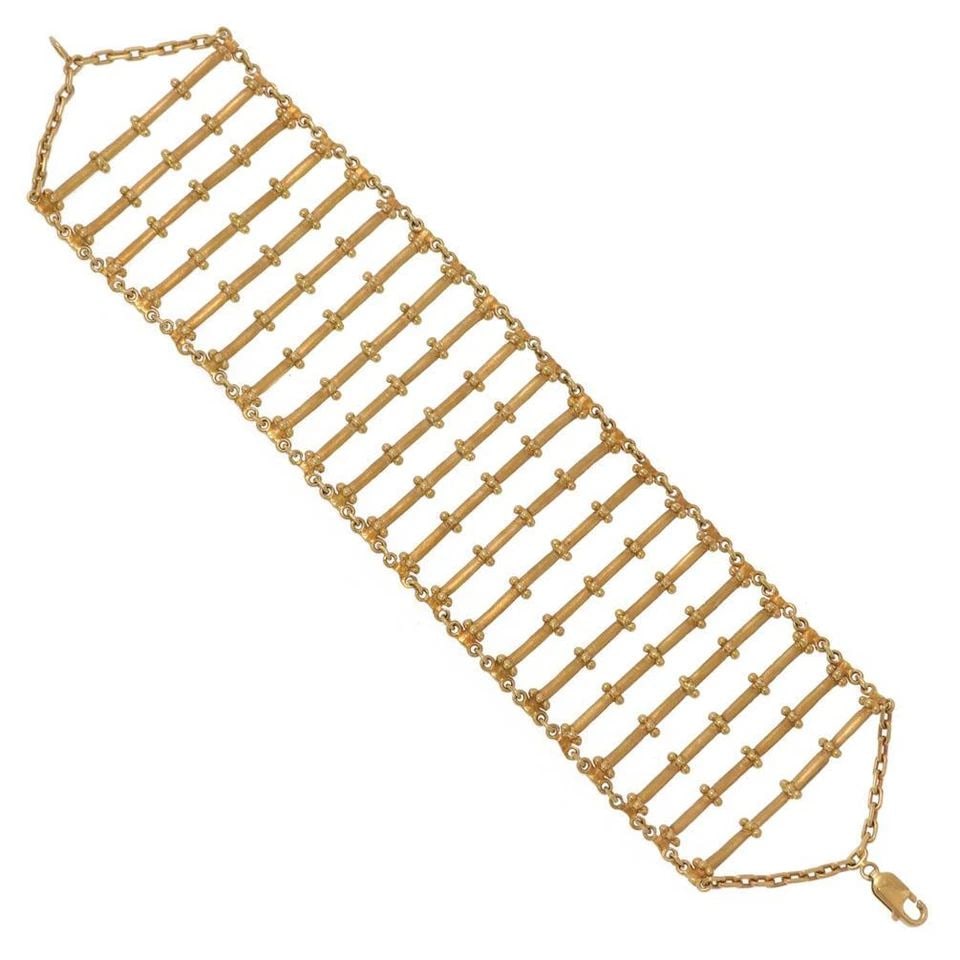 CARLA AMORIM 18K YELLOW GOLD 39MM WIDE FLEX BAR LINK BRACELET - LIQUIDATION: CARLA AMORIM 18K YELLOW GOLD 39MM WIDE FLEX BAR LINK BRACELET - Carla Amorim 18k Yellow Gold 39mm Wide Flex Bar Link Bracelet - Description This is a stunning chic style bracelet by Brazil designer Ca
