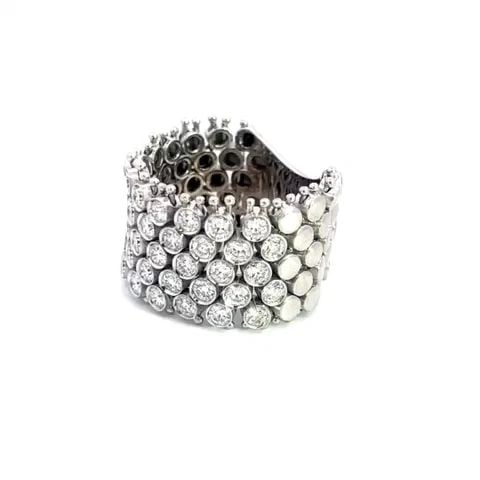 BIRKS DIAMOND 18K GOLD RING WHITE FLEX SOFT CHAIN BAND (1 of 2)