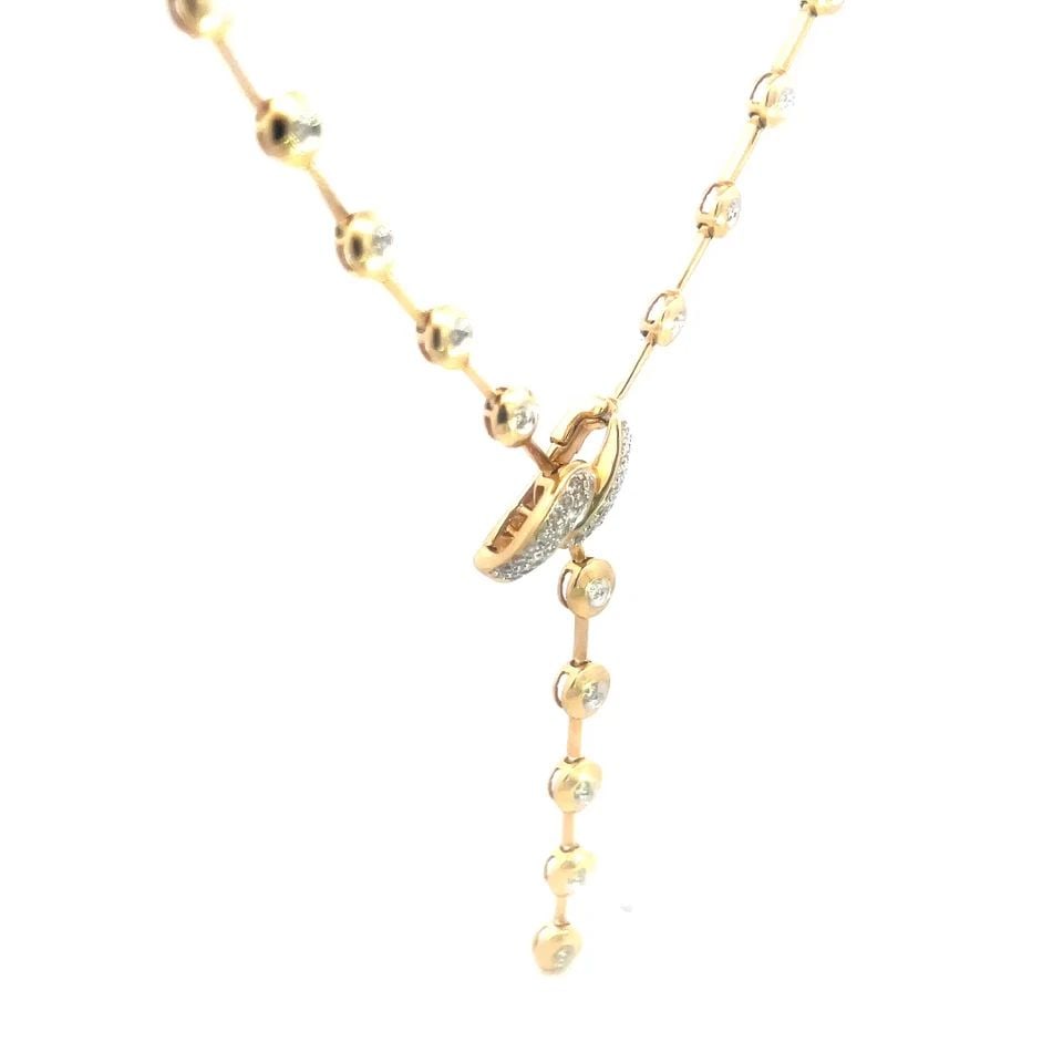 DIAMOND GOLD NECKLACE 12-13KT YELLOW BEZEL SET LONG LARIAT STYLE (1 of 2)