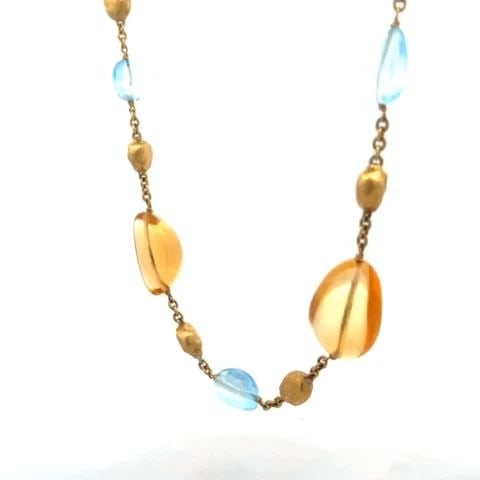 6695 MARCO BICEGO SIVIGLIA 18K GOLD GEMS NECKLACE YELLOW BEAD MOTIFS: 6695 MARCO BICEGO SIVIGLIA 18K GOLD GEMS NECKLACE YELLOW BEAD MOTIFS This is an authentic necklace by Marco Bicego from the Siviglia Collection. It is crafted from 18k yellow gold featuring alternatio