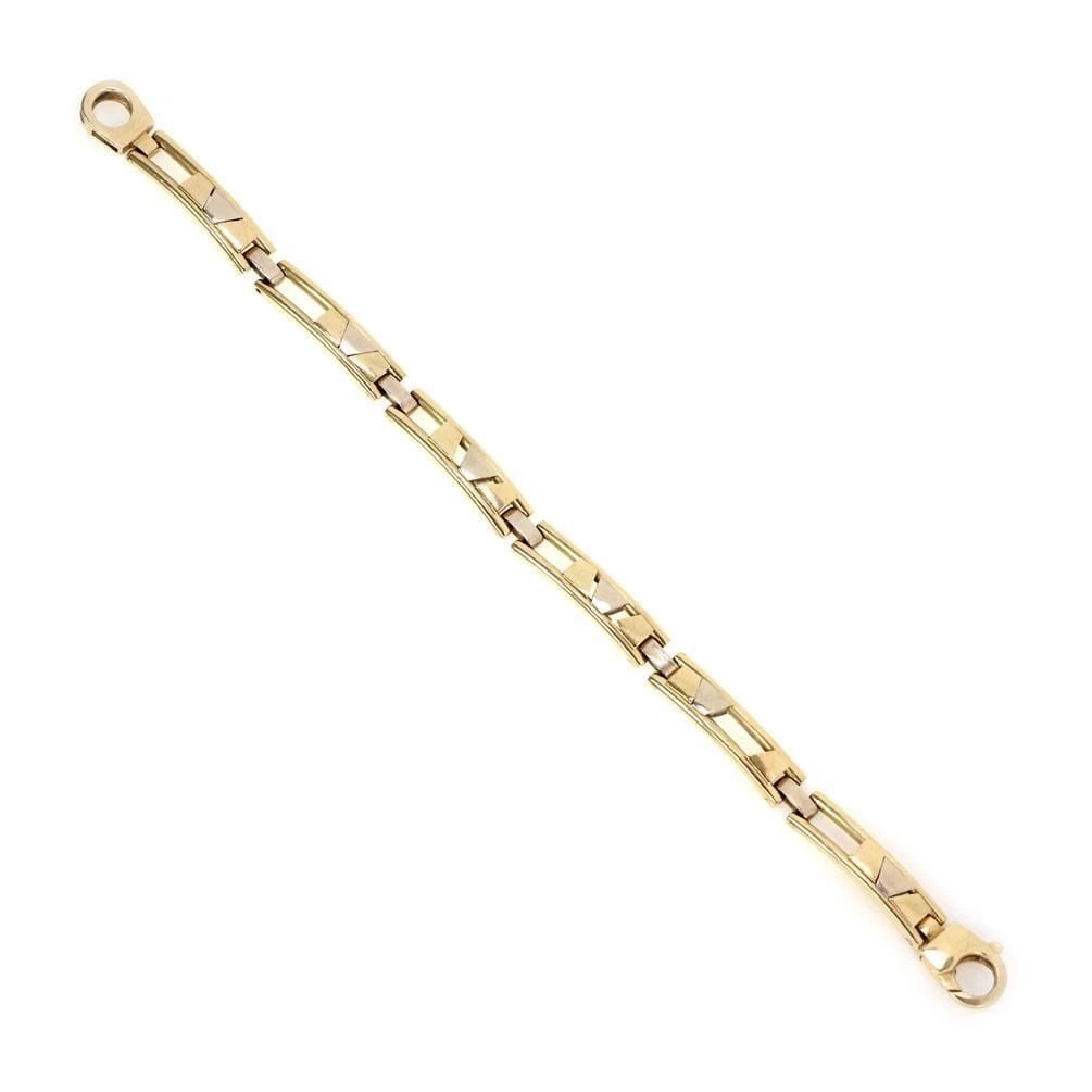 VINTAGE MEN'S 14K TWO TONE GOLD SLIDE CURVED BAR LINK BRACELET LIQUIDATION!: VINTAGE MEN'S 14K TWO TONE GOLD SLIDE CURVED BAR LINK BRACELET ! Vintage Men's 14k Two Tone Gold Slide Curved Bar Link Bracelet ! Description This is a vintage bracelet, it is crafted from 14k yellow 