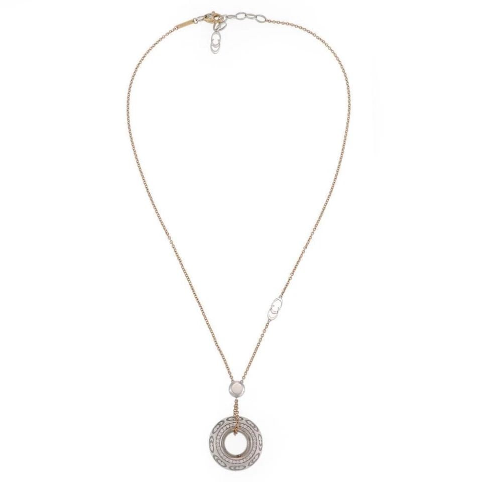 CHIMENTO DIAMOND 18K ROSE WHITE GOLD LOGO CIRCLE PENDANT CHAIN LIQUIDATION (1 of 2)