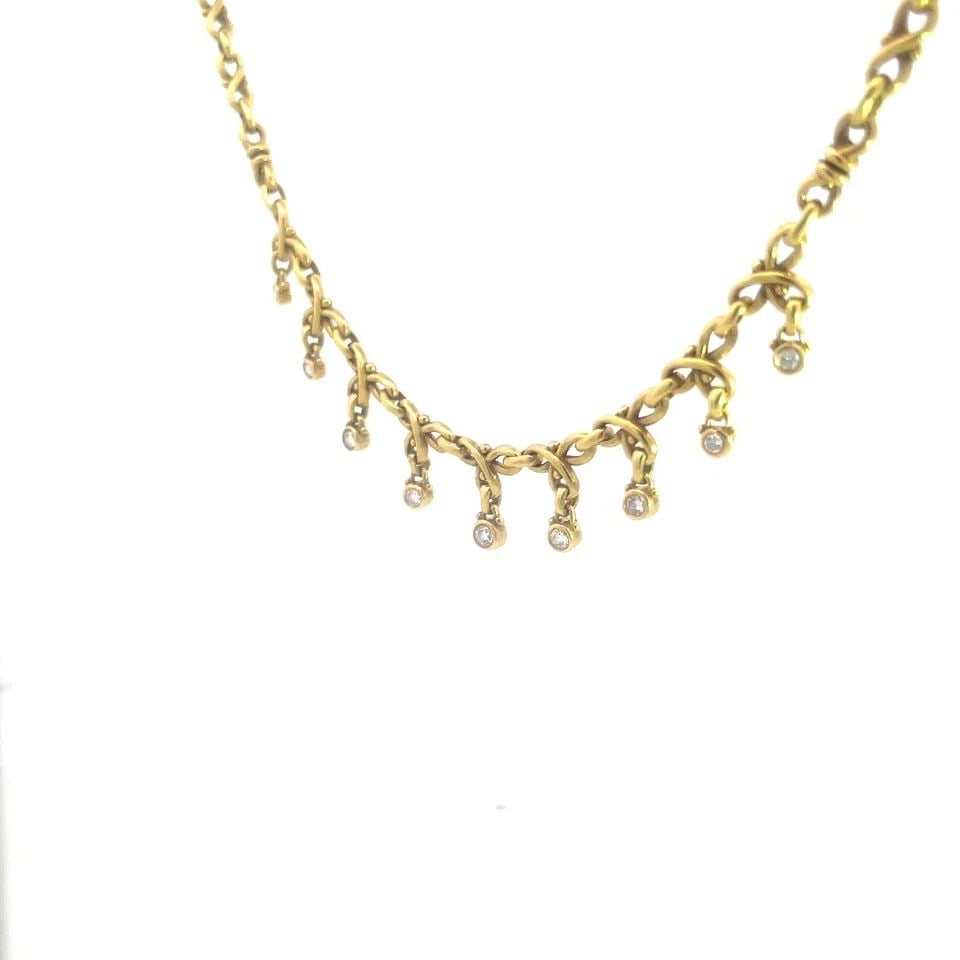JUDITH RIPKA DIAMOND GOLD NECKLACE 18K YELLOW DANGLE CHARMS S LINK CHAIN (1 of 2)