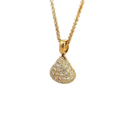 CHOPARD DIAMOND PUSHKIN PENDANT PAVE SET 18K YELLOW GOLD NECKLACE: CHOPARD DIAMOND PUSHKIN PENDANT PAVE SET 18K YELLOW GOLD NECKLACE This gorgeous necklace is by Chopard from the Pave Diamond Pushkin Collection. It is crafted from 18k yellow gold. The pendant feature