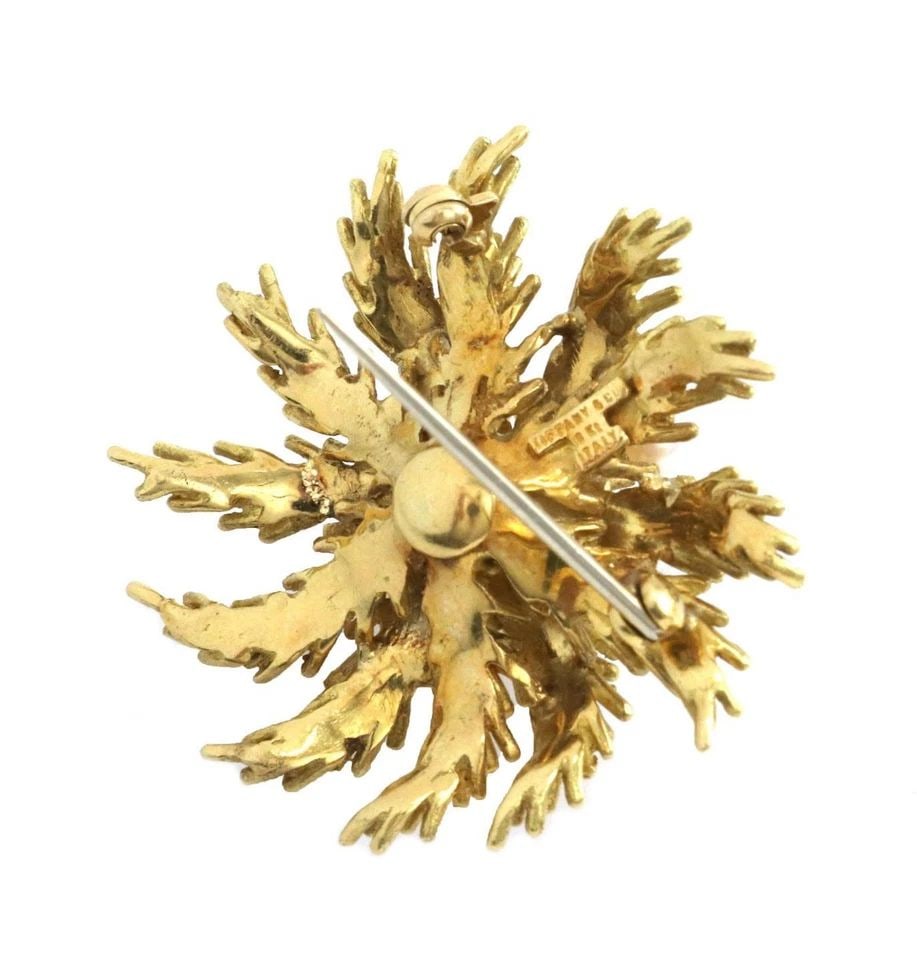 DESIGNER VINTAGE DIAMOND PEARLS 18K YELLOW GOLD FLOWER PIN LIQUIDATION (1 of 2)
