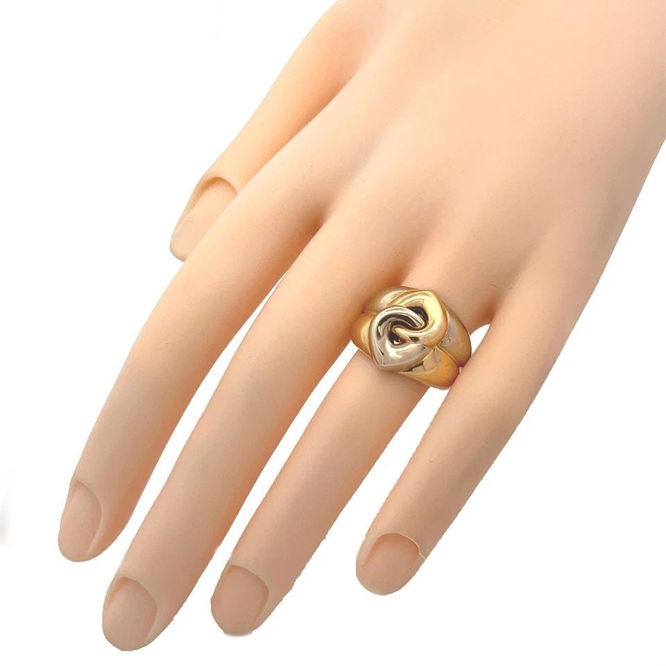 BVLGARI RING 18K TWO TONE GOLD INTERLOCKING HEART STACK BAND SIZE 4.75 (1 of 2)