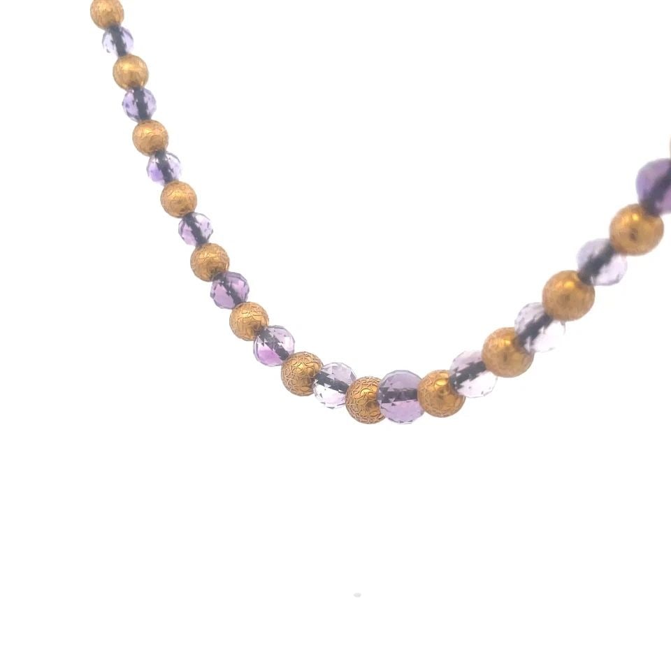 VICTORIAN GOLD AMETHYST NECKLACE 14K YELLOW GRADUATED BEAD STYLE (1 of 2)