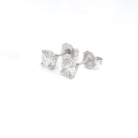 GIA DIAMOND STUDS EARRINGS MARTINI SET 14K WHITE 1.18CT F SI1 NATURAL (1 of 2)