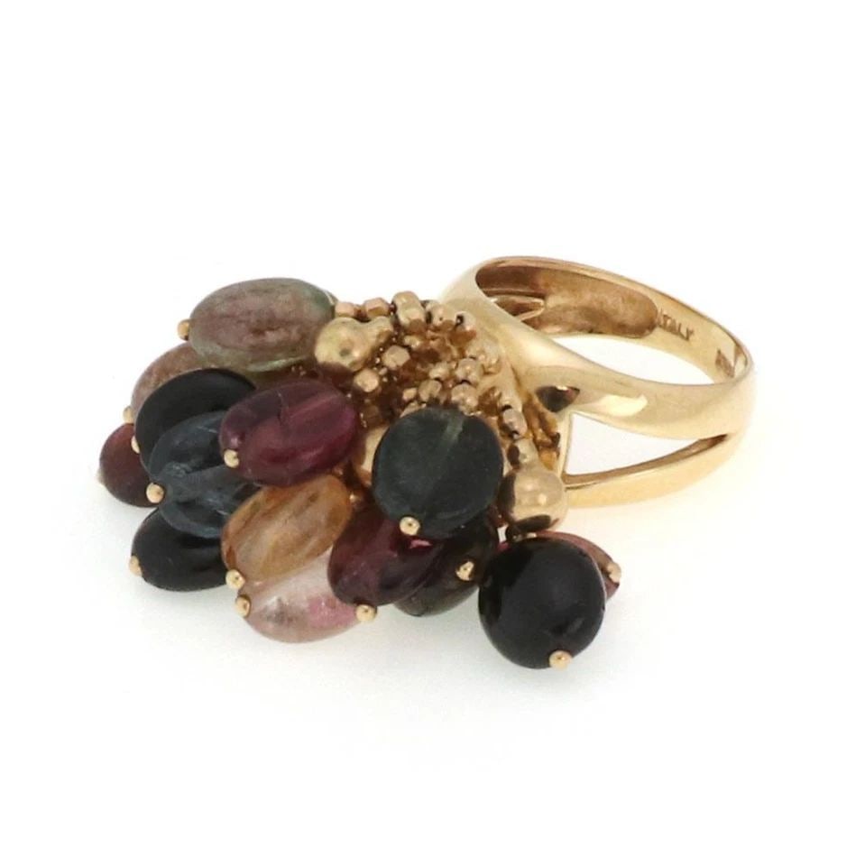 SONIA B. MULTI-COLOR GEM 14K GOLD DANGLE CLUSTER BEAD RING LIQUIDATION: SONIA B. MULTI-COLOR GEM 14K GOLD DANGLE CLUSTER BEAD RING Sonia B. Multi-Color Gem 14k Gold Dangle Cluster Bead Ring Description This is an authentic cluster dangle beaded ring by Sonia B Designs, it