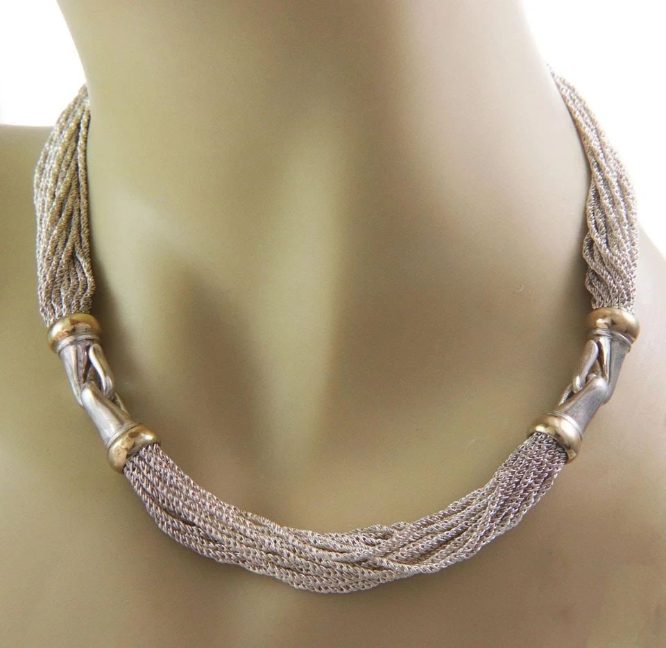 TIFFANY & CO. NECKLACE 925 SILVER 14K YELLOW GOLD MULTI-STRAND (1 of 2)