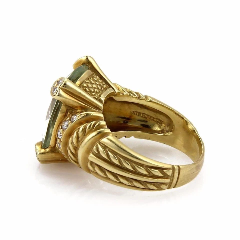JUDITH RIPKA RING GREEN AMETHYST & DIAMOND 18K YELLOW GOLD (1 of 2)
