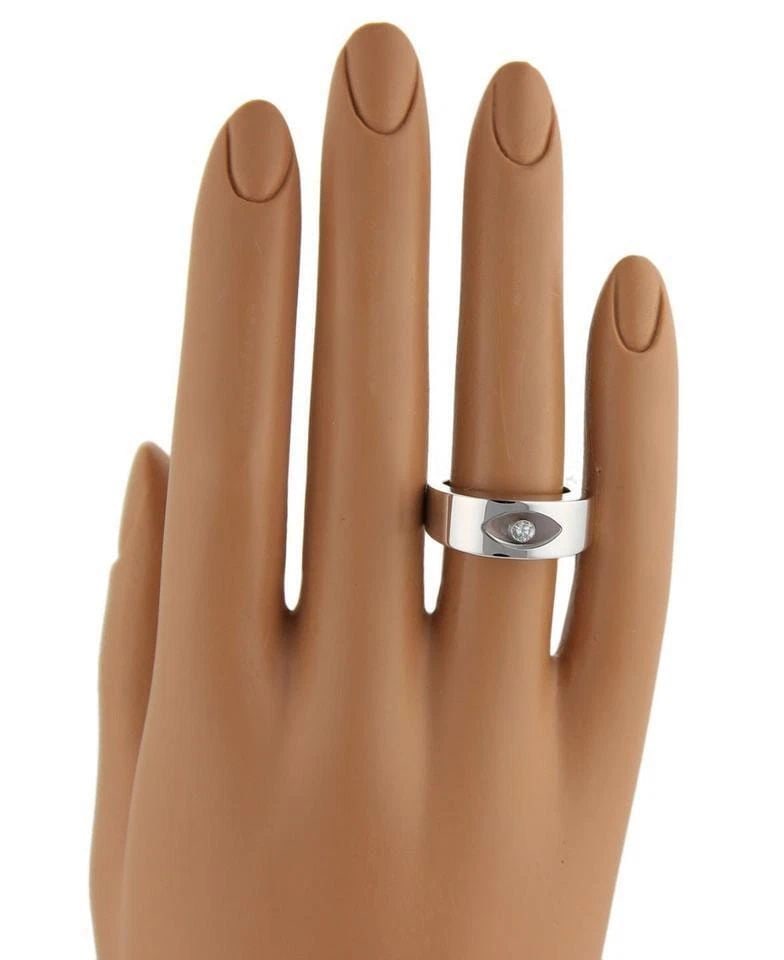CHOPARD EYE RING HAPPY DIAMOND 18K WHITE GOLD 8MM WIDE BAND (1 of 2)