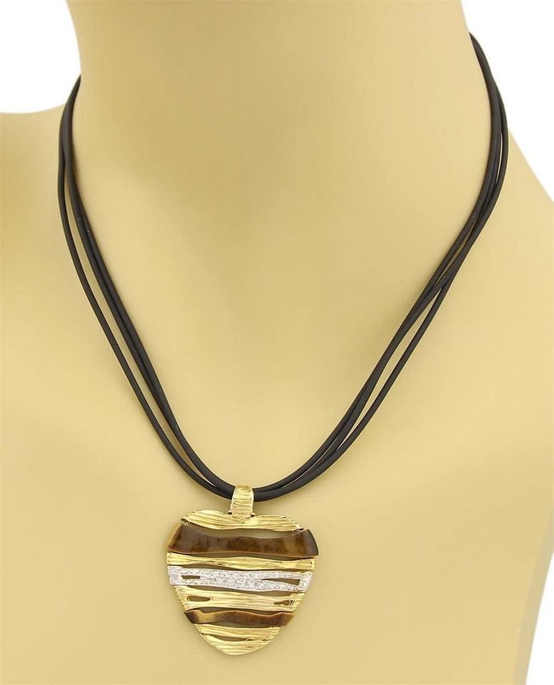 ROBERTO COIN GOLD CORD NECKLACE DIAMOND GEM 18K GOLD HEART PENDANT (1 of 2)