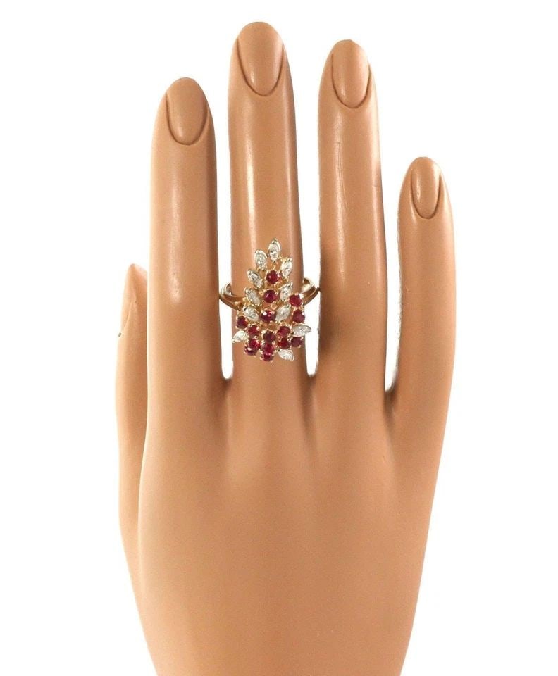 VINTAGE DIAMOND & RUBY 14K YELLOW GOLD CLUSTER RING LIQUIDATION! (1 of 2)