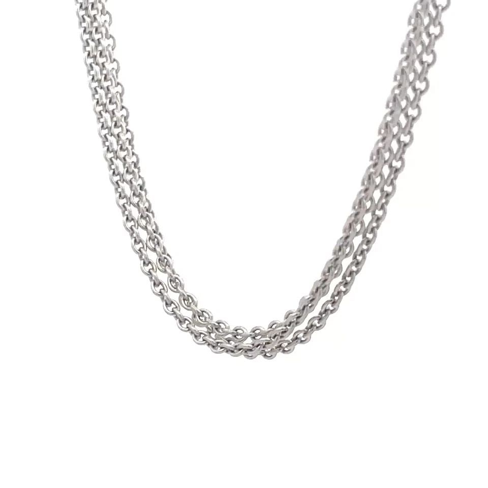 CARRERA Y CARRERA GOLD TRIPLE CHAIN NECKLACE 18K WHITE OVAL LINK: CARRERA Y CARRERA GOLD TRIPLE CHAIN NECKLACE 18K WHITE OVAL LINK This is an elegant authentic triple chain necklace by Carrera y Carrera. It is crafted from 18k white gold featuring fine polished oval