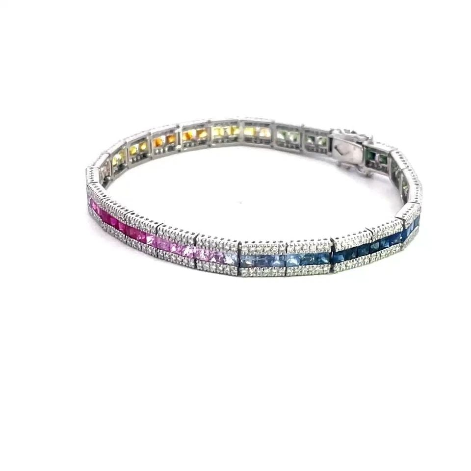 SAPPHIRE GOLD RAINBOW BRACELET DIAMOND 14K WHITE BRACELET (1 of 2)