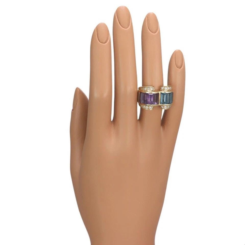 VINTAGE 1980'S DIAMOND AMETHYST & TOPAZ 14K YELLOW GOLD RING LIQUIDATION! (1 of 2)