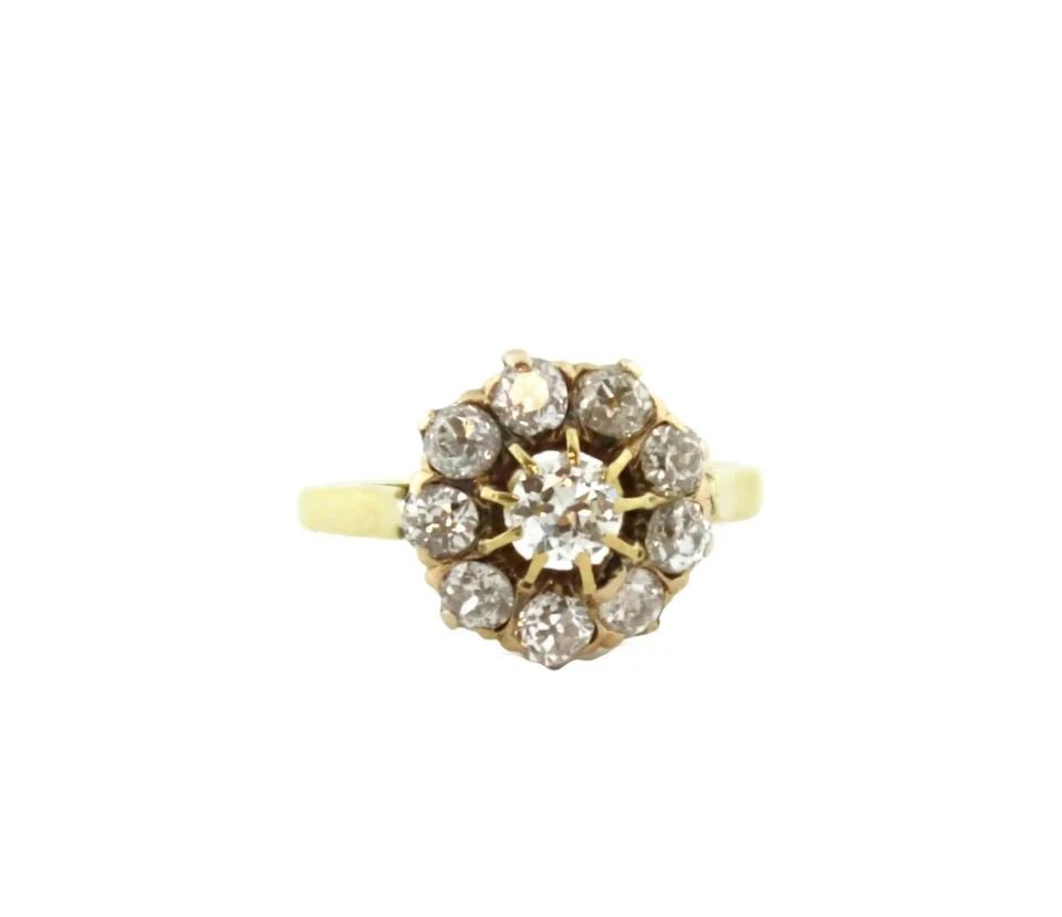VICTORIAN 1.00CT OLD MINE CUT DIAMOND 14K YELLOW GOLD FLORAL RING LIQUIDATION: VICTORIAN 1.00CT OLD MINE CUT DIAMOND 14K YELLOW GOLD FLORAL RING Victorian 1.00ct Old Mine Cut Diamond 14k Yellow Gold Floral Ring Description This lovely vintage ring is crafted from14k yellow gold 