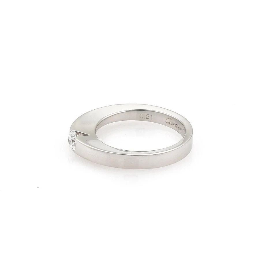 CARTIER SOLITAIRE DIAMOND 18K WHITE GOLD BAND RING SIZE 48-US 4.5 LIQUIDATION: CARTIER SOLITAIRE DIAMOND 18K WHITE GOLD BAND RING SIZE 48-US 4.5 Cartier Solitaire Diamond 18k White Gold Band Ring Size 48-US 4.5 Description This is an authentic band ring by Cartier, it is crafted