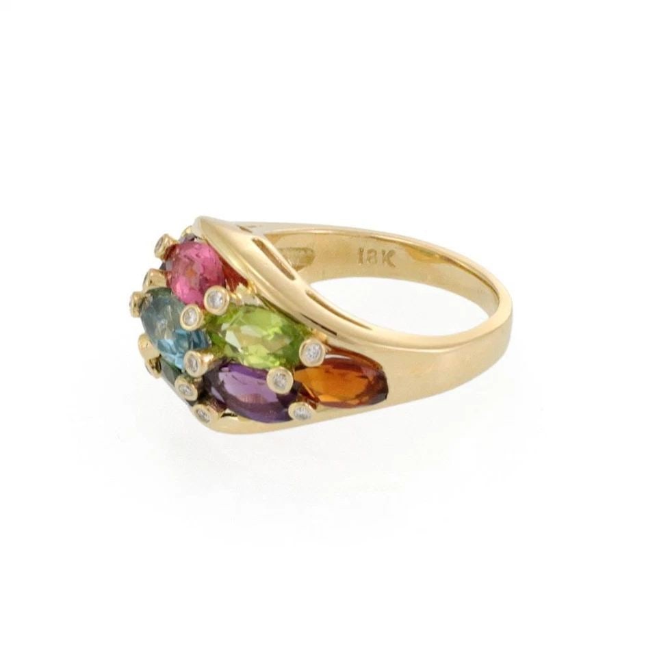 VINTAGE 5.16CT TOURMALINE & DIAMOND 18K YELLOW GOLD RING SIZE 6 LIQUIDATION: VINTAGE 5.16CT TOURMALINE & DIAMOND 18K YELLOW GOLD RING SIZE 6 Vintage 5.16ct Tourmaline & Diamond 18k Yellow Gold Ring Size 6 Description This wide tapered style band ring is crafted from 18k yellow